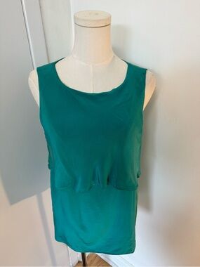Tibi Sleeveless Teal Layered Shell Top